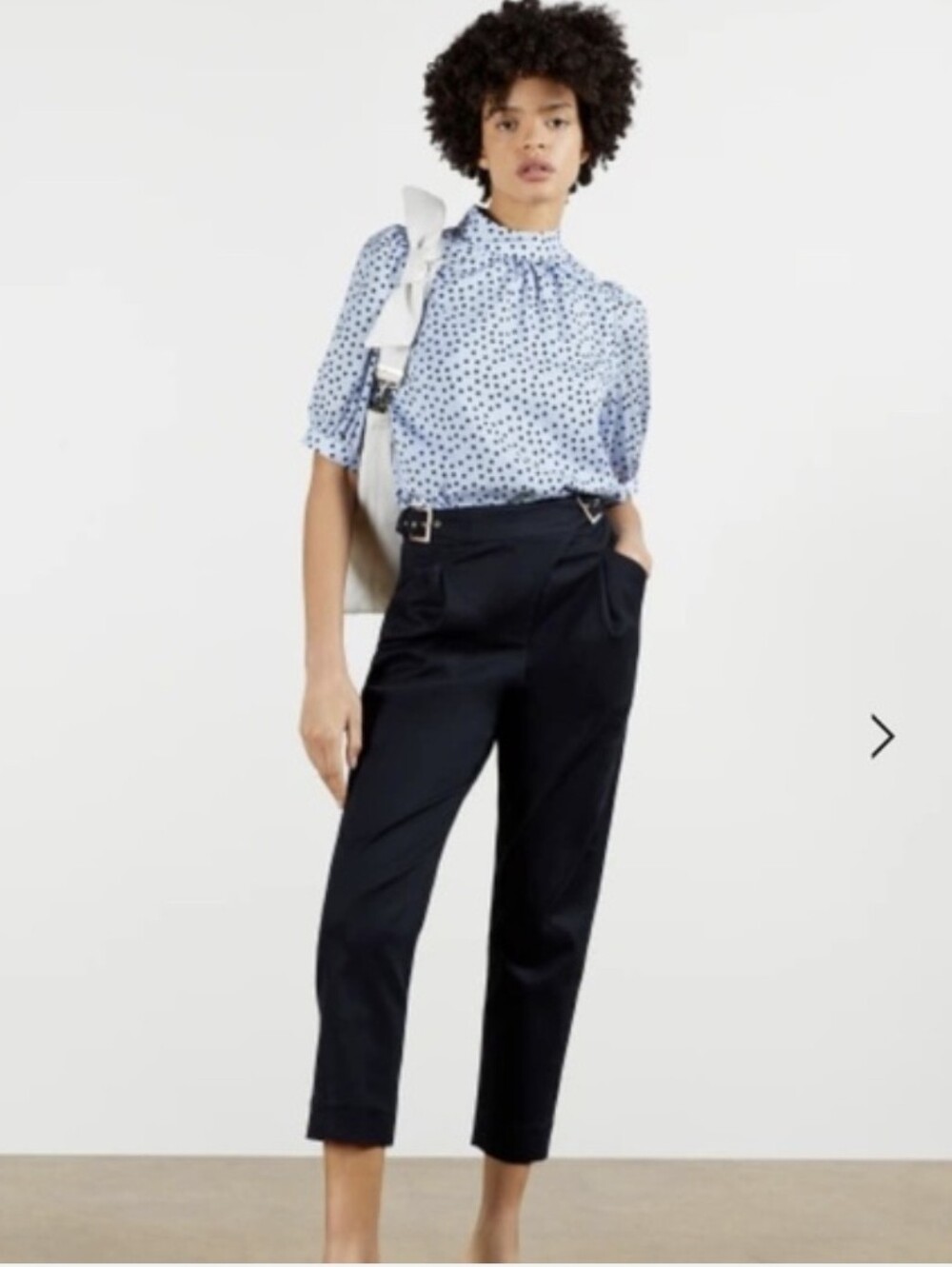 New Ted Baker London Tapered Trouser With Top Stitch Detail Buckle Navy Size US4